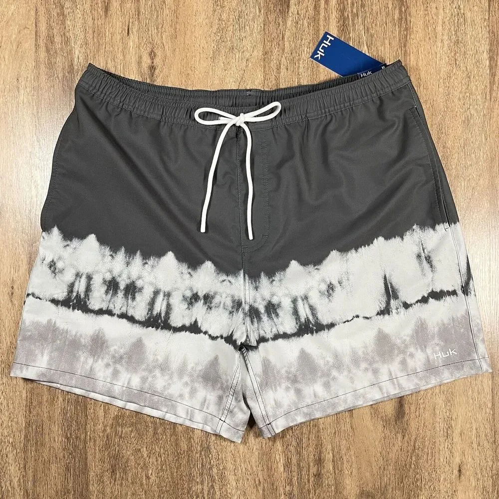 NWT HUK‎ Fishing Pursuit Salt Dye Volley Swim Trunks Board Shorts 5.5